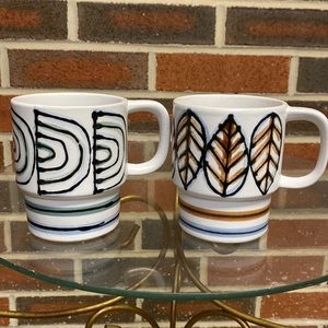 Vintage Jonas Roberts Mediterranean Mugs Set Of 2 Japan Stoneware Mcm